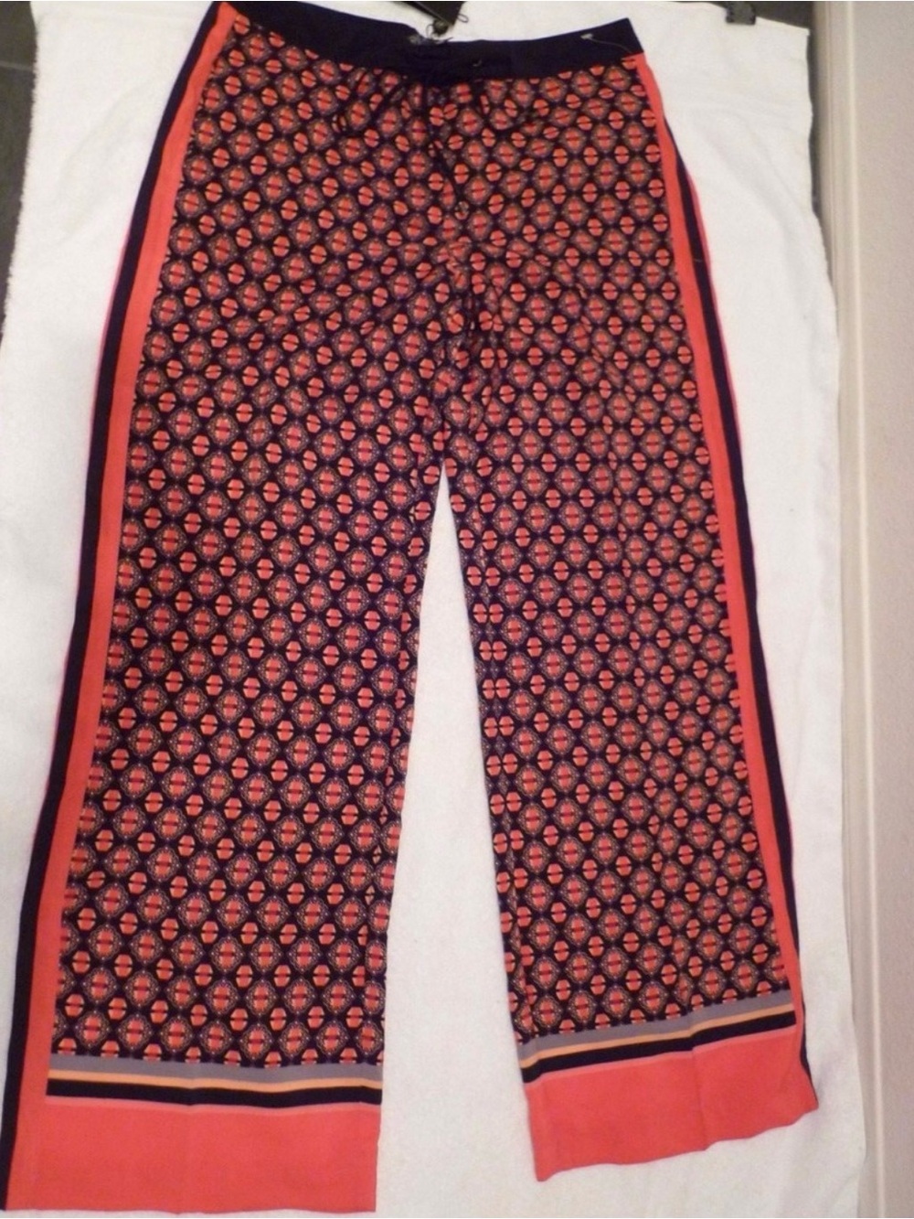NWOT Adrianna Papell Boho Festival Wide Leg Palazzo Pants Small Geometric Print